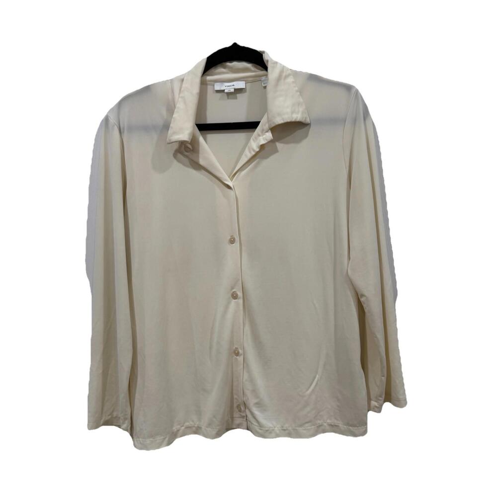 Women’s Vince. Large L Beige Blouse Collar Button Down Size Large L Viscose